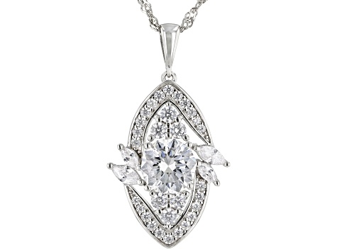 White Cubic Zirconia Rhodium Over Sterling Silver Pendant With Chain 5.07ctw