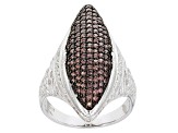 Brown Cubic Zirconia Rhodium Over Sterling Silver Ring 1.23ctw