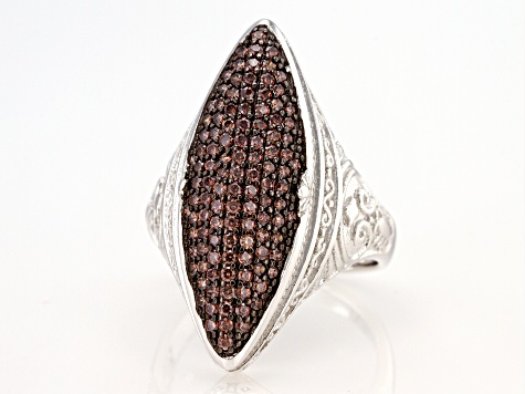 Brown Cubic Zirconia Rhodium Over Sterling Silver Ring 1.23ctw