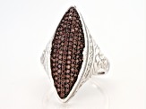 Brown Cubic Zirconia Rhodium Over Sterling Silver Ring 1.23ctw