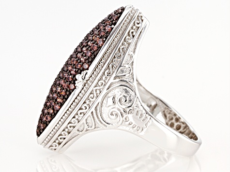 Brown Cubic Zirconia Rhodium Over Sterling Silver Ring 1.23ctw