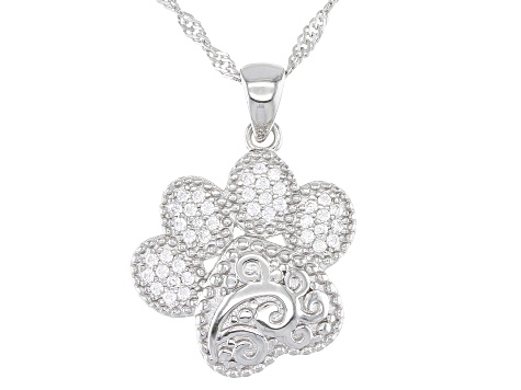 sterling silver paw print pendant