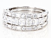 Asscher Cut White Cubic Zirconia Rhodium Over Sterling Silver Rings-Set of 3.15ctw