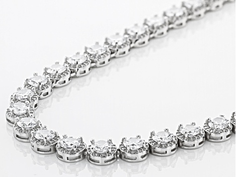 rhodium 95ctw cubic zirconia tennis sterling necklace silver jtv list