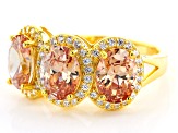 Champagne And White Cubic Zirconia 18K Yellow Gold Over Sterling Silver Ring 6.25ctw