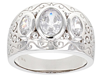 Picture of White Cubic Zirconia Rhodium Over Sterling Silver Ring 3.22ctw