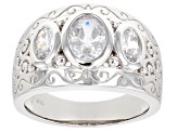 White Cubic Zirconia Rhodium Over Sterling Silver Ring 3.22ctw
