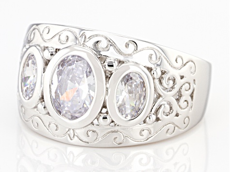 White Cubic Zirconia Rhodium Over Sterling Silver Ring 3.22ctw