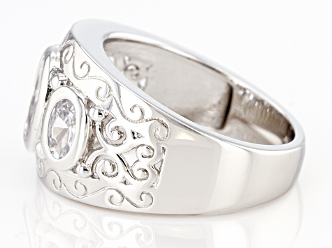 White Cubic Zirconia Rhodium Over Sterling Silver Ring 3.22ctw