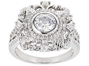 White Cubic Zirconia Rhodium Over Sterling Silver Ring 2.54ctw