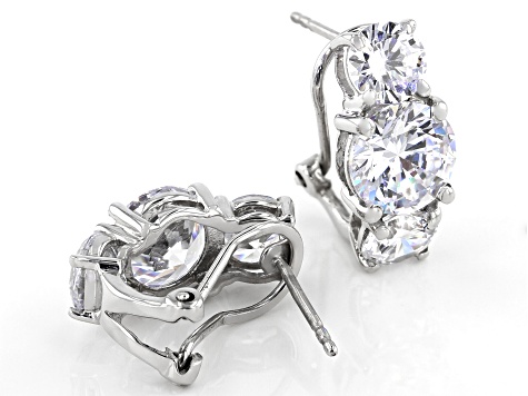 White Cubic Zirconia Rhodium Over Sterling Silver Earrings 13.98ctw