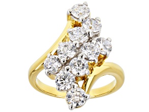 White Cubic Zirconia 18k Yellow Gold Over Sterling Silver Ring 4.44ctw