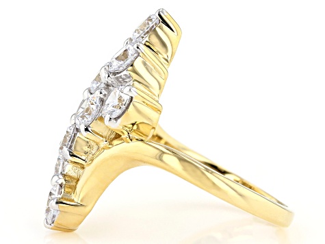 White Cubic Zirconia 18k Yellow Gold Over Sterling Silver Ring 4.44ctw