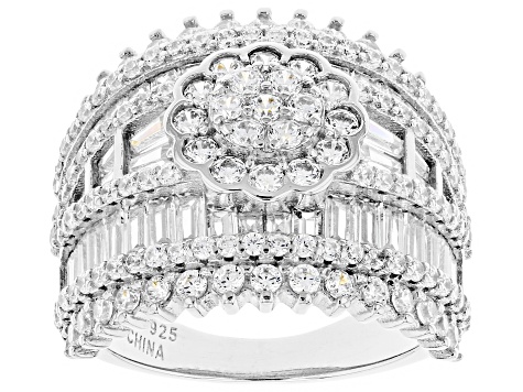 White Cubic Zirconia Rhodium Over Sterling Silver Ring 7.11ctw
