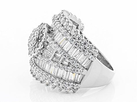 White Cubic Zirconia Rhodium Over Sterling Silver Ring 7.11ctw 