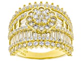 White Cubic Zirconia 18K Yellow Gold Over Sterling Silver Ring 7.11ctw