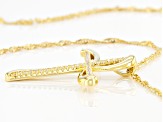White Cubic Zirconia 18K Yellow Gold Over Sterling Silver Cross Pendant With Chain 0.34ctw