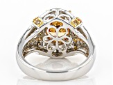 Champagne And White Cubic Zirconia Rhodium Over Sterling Silver Ring 5.59ctw