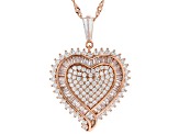 White Cubic Zirconia 18K Rose Gold Over Sterling Silver Heart Pendant With Chain 3.62ctw