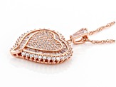 White Cubic Zirconia 18K Rose Gold Over Sterling Silver Heart Pendant With Chain 3.62ctw