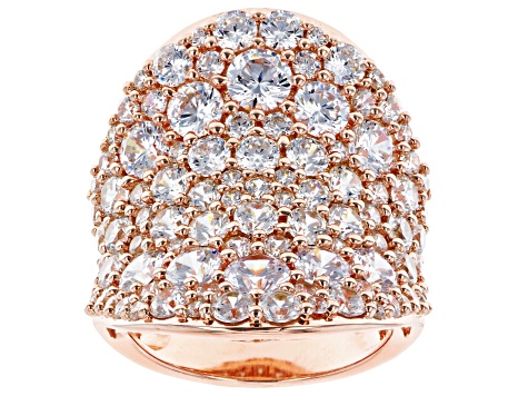 White Cubic Zirconia 18K Rose Gold Over Sterling Silver Ring 11.99ctw (7.01ctw DEW)