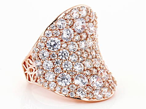White Cubic Zirconia 18K Rose Gold Over Sterling Silver Ring 11.99ctw (7.01ctw DEW)