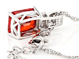 Orange And White Cubic Zirconia Rhodium Over Sterling Silver Pendant With Chain 4.29ctw