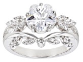 White Cubic Zirconia Rhodium Over Sterling Silver Clover Ring 3.00ctw