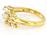 White Cubic Zirconia 18k Yellow Gold Over Sterling Silver Clover Ring 3.00ctw
