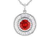 Orange And White Cubic Zirconia Rhodium Over Sterling Silver Pendant With Chain 5.63ctw