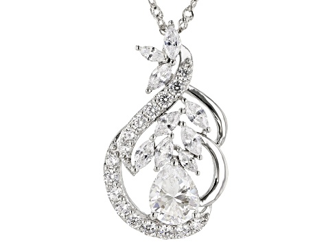 White Cubic Zirconia Rhodium Over Sterling Silver Pendant With Chain 5.85ctw