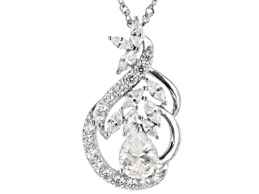 White Cubic Zirconia Rhodium Over Sterling Silver Pendant With Chain 5.85ctw