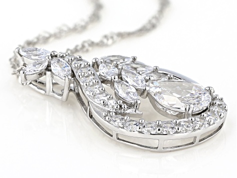 White Cubic Zirconia Rhodium Over Sterling Silver Pendant With Chain 5.85ctw