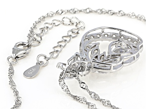 White Cubic Zirconia Rhodium Over Sterling Silver Pendant With Chain 5.85ctw