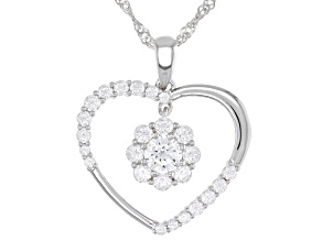 White Cubic Zirconia Rhodium Over Sterling Silver Heart Pendant With Chain 2.60ctw