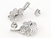 White Cubic Zirconia Rhodium Over Sterling Silver Flower Earrings 1.32ctw