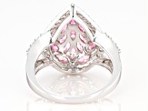 Pink And White Cubic Zirconia Rhodium Over Sterling Silver Ring 3.74ctw