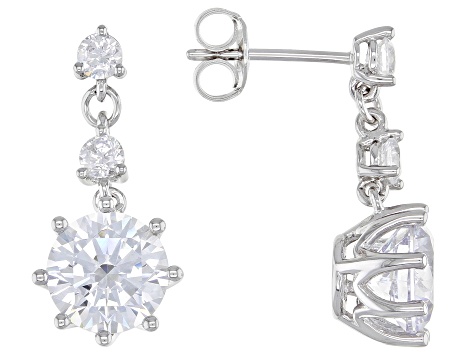 White Cubic Zirconia Rhodium Over Sterling Silver Earrings 7.64ctw (4.52ctw DEW)