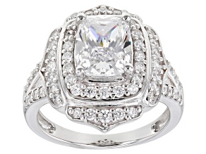 White Cubic Zirconia Rhodium Over Sterling Silver Ring 4.46ctw (3.42ctw DEW)