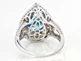 Blue And White Cubic Zirconia Rhodium Over Sterling Silver Ring 7.74ctw