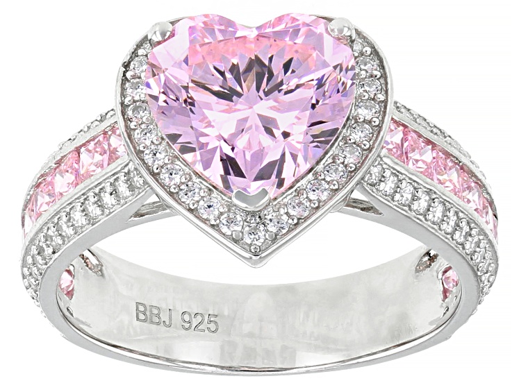 [LMC] HEART GLOBE SILVER RING 指輪・リング ★大人気 Pink and White Cubic Zirconia Rhodium Over Sterling Silver