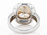 Champagne And White Cubic Zirconia Rhodium Over Sterling Silver Ring 11.38ctw