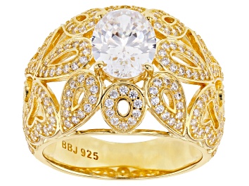 Picture of White Cubic Zirconia 18K Yellow Gold Over Sterling Silver Ring 4.59ctw