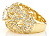 White Cubic Zirconia 18K Yellow Gold Over Sterling Silver Ring 4.59ctw