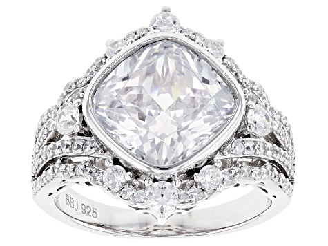 White Cubic Zirconia Rhodium Over Sterling Silver Ring 9.61ctw