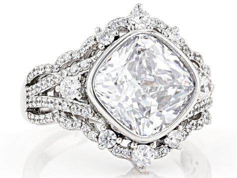White Cubic Zirconia Rhodium Over Sterling Silver Ring 9.61ctw