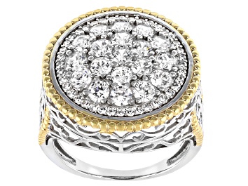 Picture of White Cubic Zirconia Rhodium And 18K Yellow Gold Over Sterling Silver Ring 3.25ctw (1.72ctw DEW)