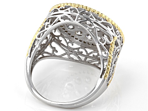 White Cubic Zirconia Rhodium And 18K Yellow Gold Over