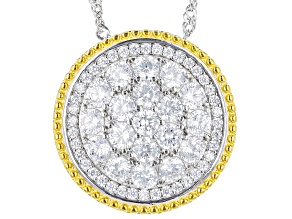 White Cubic Zirconia Rhodium And 18K Yellow Gold Over Sterling Silver Pendant With Chain 3.25ctw