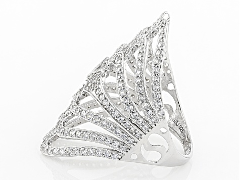White Cubic Zirconia Rhodium Over Sterling Silver Ring 3.08 ctw